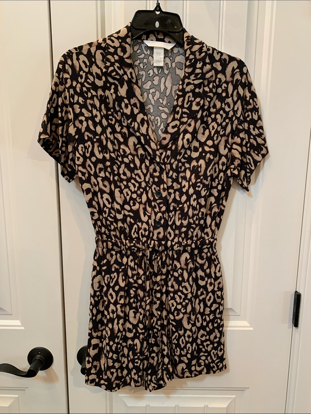 H&M Black & Beige Leopard-Print Mini Dress